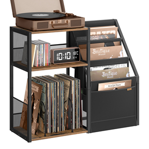 Soporte para Tocadiscos de Madera VASAGLE con Almacenamiento para Discos de Vinilo, Soporte para Tocadiscos de 3 Niveles para 140 Álbumes - Product Image 2