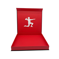 Boîte cadeau magnétique rigide en carton mat rouge et noir imprimé de luxe, emballage personnalisé pour t-shirts, maillots, vêtements