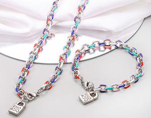 Solicita Catálogo <span class=keywords><strong>UNO</strong></span> Juego <span class=keywords><strong>de</strong></span> Joyería <span class=keywords><strong>de</strong></span> Collar y Pulsera con Cadena <span class=keywords><strong>de</strong></span> Eslabones Coloridos y Candado <span class=keywords><strong>de</strong></span> Corazón <span class=keywords><strong>de</strong></span> <span class=keywords><strong>50</strong></span> Piezas Precio <span class=keywords><strong>de</strong></span> Fábrica al Por Mayor - Product Image 6