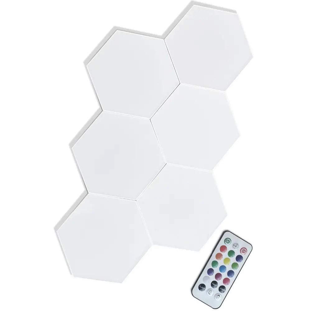 Touch Panel Modular DIY Honeycomb Wall Mounted Remote Controlled Hexagonal Quantum Night Wall Light for Indoor Decoration 30mins