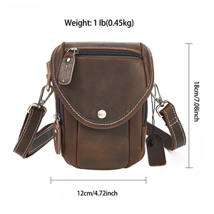 AIGUONIU Vintage Men's Small Cowhide Genuine Leather Messenger <strong>Bag</strong> with Zipper Closure <strong>Shoulder</strong> Sling <strong>Bag</strong> for <strong>Mobile</strong> <strong>Phone</strong> - Product Image 6