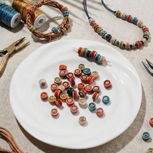 Perles entretoises en céramique à grand trou, rondes, pour la fabrication de bracelets, émaillées à la main, origine Yiwu AC4871 - Product Image 4
