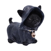 Statue de sorcière chat noir en résine, figurine de déesse guillotine à capuche avec décoration gothique d'Halloween pour la maison, adorable ornement de chaton
