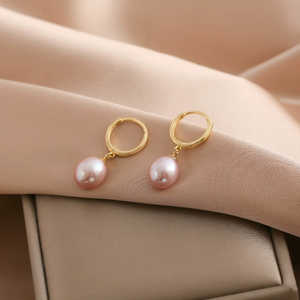 Pendientes de perlas naturales moradas WENCHI 1581: accesorio elegante y lujoso - Product Image 3