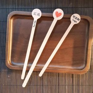 Thước Thân Thiện Với Môi Bất Nature Gỗ Ban Đầu Màu Sắc Thực Phẩm Cấp Bạch Dương Bằng Gỗ Trà Cà Phê <span class=keywords><strong>Sticks</strong></span> Khuấy Với Logo - Product Image 2