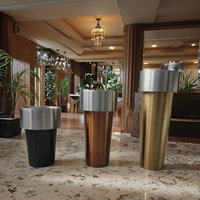 Vase de sol moderne de luxe en or, grand vase décoratif pour la maison, pots à fleurs décoratifs hauts pour l'intérieur, élégants pots de jardin en acier inoxydable avec lumières LED