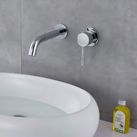 Robinet de lavabo mural noir mat électroplaqué - Mitigeur encastré dissimulé eau froide et chaude avec bec pivotant