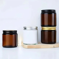 Vente en gros 100ml 200ml clair givré bleu ambre crème pour le visage bougie pot en verre récipient cosmétique avec couvercle en aluminium