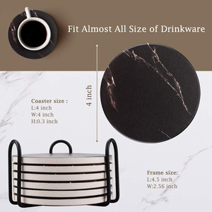 Wholesale 6 Pcs <strong>Cool</strong> Modern Drink Black Marble <strong>Coasters</strong> with Holder Hexagon Absorbent <strong>Coasters</strong> Set - Product Image 4