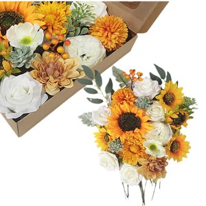 Hot Sale Artificial Flowers Combo Set Gift Box for Diy Present <strong>Wedding</strong> Bouquets <strong>Teal</strong> Burnt Color Flower Arrangements <strong>Decorations</strong> - Product Image 4