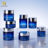 Set Botol Kaca Buram Bulat Kustom, Wadah Perawatan Kulit Mewah untuk Lotion, Krim, Serum, Esens