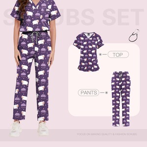 Combinaison de travail en polyester respirant imprimé médical pour <span class=keywords><strong>clinique</strong></span> Salon de beauté médecin infirmière pour animaux de compagnie pour le travail environnement de <span class=keywords><strong>clinique</strong></span> mince - Product Image 3