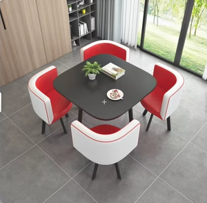Meubles de salle à manger en vente chaude d'usine, plateau de table carré en MDF avec pieds en métal, 1 table et <span class=keywords><strong>4</strong></span> <span class=keywords><strong>chaises</strong></span> pour la cuisine, ensemble de table à manger - Product Image 4