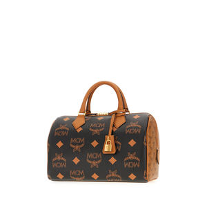 Bolso Boston realizado en cuero sintético caracterizado por el estampado de Visetos en toda la superficie enriquecido por padlo de metal desmontable - Product Image 2