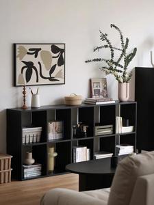 Estantería de madera negra contemporánea, unidad de almacenamiento portátil para sala de estar/vitrina, muebles para el hogar - Product Image 4