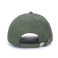 Gorra de béisbol unisex de pana verde ajustable, estilo vintage, personalizada al por mayor, suave, para deportes y senderismo al aire libre
