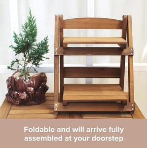 Étagère d'échelle en <span class=keywords><strong>bois</strong></span> (1 paquet) support de décoration de table de style étape vintage-support de plante à 2 niveaux-organisateur de bureau de type escalier - Product Image 5