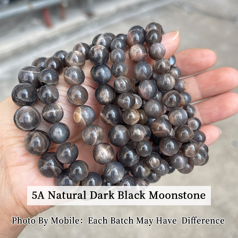 5A Natural Dark Black Moonstone Bracelet