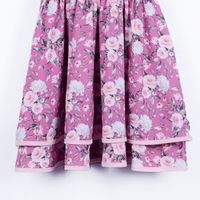 Robe d'été de haute qualité à imprimé floral pour adolescentes en coton et élasthanne tricotée à manches courtes douce de couleur violette