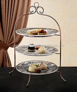 Support à gâteau rectangulaire à 3 niveaux en argent, plateau de service fait main pour pâtisseries, décoration de Noël, fête, fournisseur indien, vente en gros - Product Image 4
