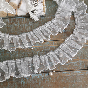<span class=keywords><strong>Lacci</strong></span> per Scarpe in Pizzo Bianco a Pois <span class=keywords><strong>con</strong></span> Rete Sfilacciata e Accessori in Pizzo per Cani - Product Image 3