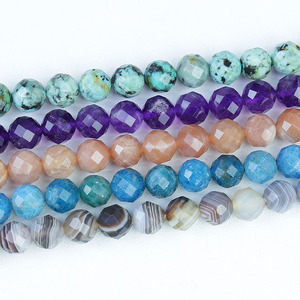 Venta al por Mayor de Cuentas Sueltas de Piedras Preciosas Naturales Redondas y Facetadas, Tira de Cuentas de Piedra Tallada para la Fabricación de Joyería DIY, 6MM 8MM, 38CM - Product Image 2