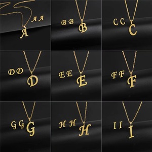 RINHOO – <span class=keywords><strong>Collier</strong></span> et boucles d'oreilles tendance en acier inoxydable avec initiales A-Z, ensemble de bijoux, pendentif lettre alphabet, accessoires de chaîne, cadeau - Product Image 3