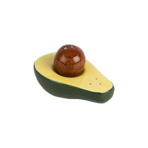 Set di sale e pepe a forma di avocado, macinino in ceramica, porta condimenti da cucina - Product Image 1