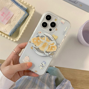 เคสโทรศัพท์แบบแม่เหล็ก Bow Croissant สีฟ้านม ดีไซน์แฟชั่น ป้องกันการกระแทก สำหรับ iPhone 14 15 16 17 Pro Max สำหรับผู้หญิง - Product Image 4