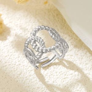 Anillo de Dedo Apilable Geométrico Chapado en Oro de Acero Inoxidable Vintage para Mujer, Anillo de Nudillo Geométrico con Cadena, Regalo - Product Image 2