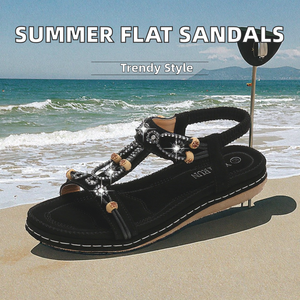 Sandalias Planas Casuales de Talla Grande para Mujer, Diseño de Punta Redonda, Una Correa, Estilo Plataforma Moderno, Zapatos para Usar al Aire Libre en la Playa en Verano - Product Image 2