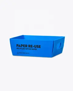 Bandeja de reciclaje de papel para oficina, papelera A4 de 7 litros, color azul