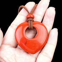 Natuurlijke kristallen hartvormige hanger ketting - Gepolijste roestvrijstalen edelsteen sieraden, Valentijnsdag/verjaardagscadeau