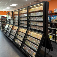 Vitrine de présentation de cartes gradées à 2 niveaux verrouillable avec éclairage LED, présentoir autoportant pour cartes à collectionner TCG pour magasin de détail