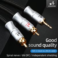 Câble audio ATAUDIO haut de gamme 3,5 mm vers 2RCA, répartiteur mâle OFC pour PC, téléphone, amplificateur et haut-parleur, connecteur RCA pour microphone