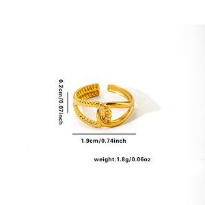 Proveedor de joyería, anillo de corazón de flor geométrica de acero inoxidable, anillo chapado en oro ajustable Popular personalizado para mujer - Product Image 4