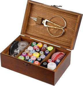 木製ソーイングキットボックスオーガナイザーアクセサリー付きキットソーイングキットバスケット初心者/大人/子供/女性/男性用 - Product Image 2