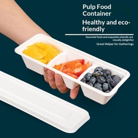 Kleine op maat gemaakte, biologisch afbreekbare, magnetronbestendige verpakking van papierpulp voor fruit en gebak, 3-delige doos