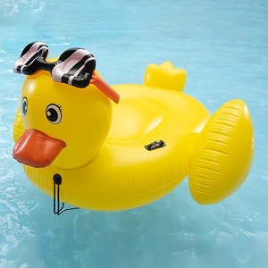 Bouée gonflable en forme de canard jaune 182x185x102cm pour enfants et adultes, pour piscine, plage, fête estivale, utilisation en extérieur - Product Image 2