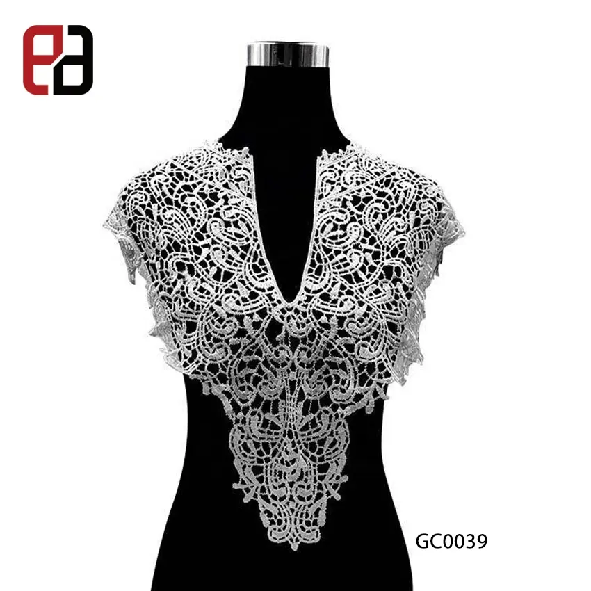 Large Collar Lace Flowers V Neckline Collar Applique TrimとLace Fabric Sewing