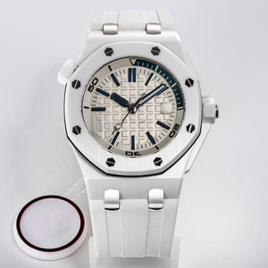 Relojes Mecánicos para Hombre, Reloj de Metal, Estilo Moderno, Reloj Automático de Lujo para Hombre, Cerámica Blanca de 42 mm, Correa de Buceo de Goma - Product Image 1