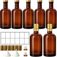 Bouteilles en verre ambré de 16 oz avec bouchons hermétiques, bouteilles de brassage rechargeables de 500 ml pour spiritueux faits maison, y compris des entonnoirs et des étiquettes