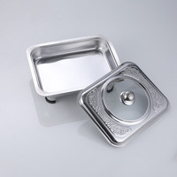 Poêle à quatre pattes en acier inoxydable poêle carré combinaison couverture Buffet poêle hôtel poisson gril détachable carré salle à manger poêle