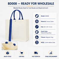 Collection de sacs fourre-tout en toile 16 oz en gros, stock disponible, faible MOQ, expédition rapide, réapprovisionnement stable, risque de sourcing réduit