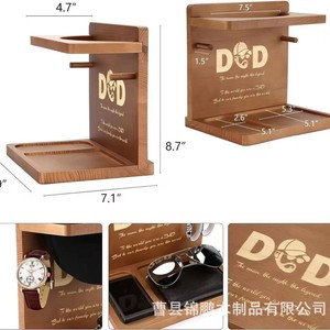 Wooden Hat Storage <b>Rack</b> With Watch And <b>Glasses</b> Holder Desktop Organizer For Cap Key Sunglasses Storage - Product Image 4