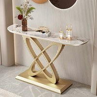 Console d'entrée moderne de style italien contemporain en métal avec plateau en ardoise, design mural de luxe pour salon