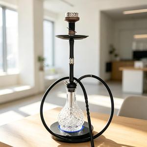 Electric <b>Hookah</b> Glass Base Black Metal Stem Heat Control Water <b>Pipe</b> with Hose for Lounge Bar Home Use - Product Image 5