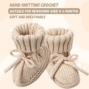 Chaussons pour bébé <span class=keywords><strong>tricot</strong></span>és au crochet et en coton biologique, tissus en laine de bambou, chaussettes de sol pour nouveau-né, laine mérinos à pois, personnalisable - Product Image 2