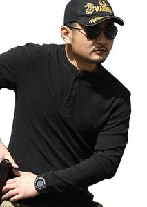 Design décontracté mode bouton robe blanche régulière Henley café marron décontracté facile fer hommes à manches longues t-shirts vestes 2025 - Product Image 6