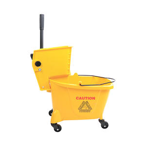 2L औद्योगिक वाणिज्यिक सफाई पीले प्लास्टिक की मोप बाल्टी रिंगर पहियों के साथ - Product Image 3